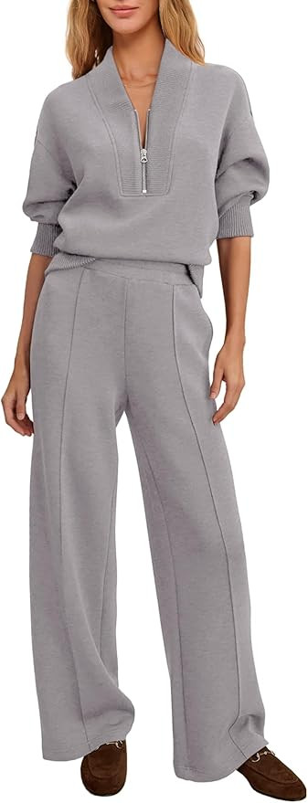 Yanekop Womens Sweatsuits 2 Piece Outfit Two Piece Lounge Set Matching Sweat Sets Half Zip Pullov... | Amazon (US)