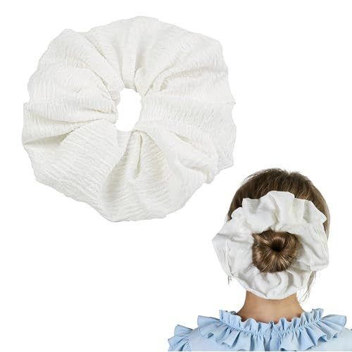 JGQUR White Hair Scrunchies for Women 1pc Large Elastic Hair Ties Soft Hairbands for Thick Thin Hair, Big Ponytail Holders Hair Accessories for Girls, Party Daily Use | Amazon (US)