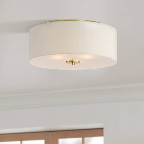 Maxim Bongo 18" Wide Natural Aged Brass Drum Ceiling Light | Lamps Plus