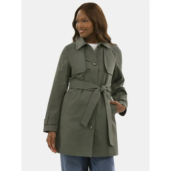 Time and Tru Women's Belted Trench Coat, Midweight, Sizes XS-2X | Walmart (US)