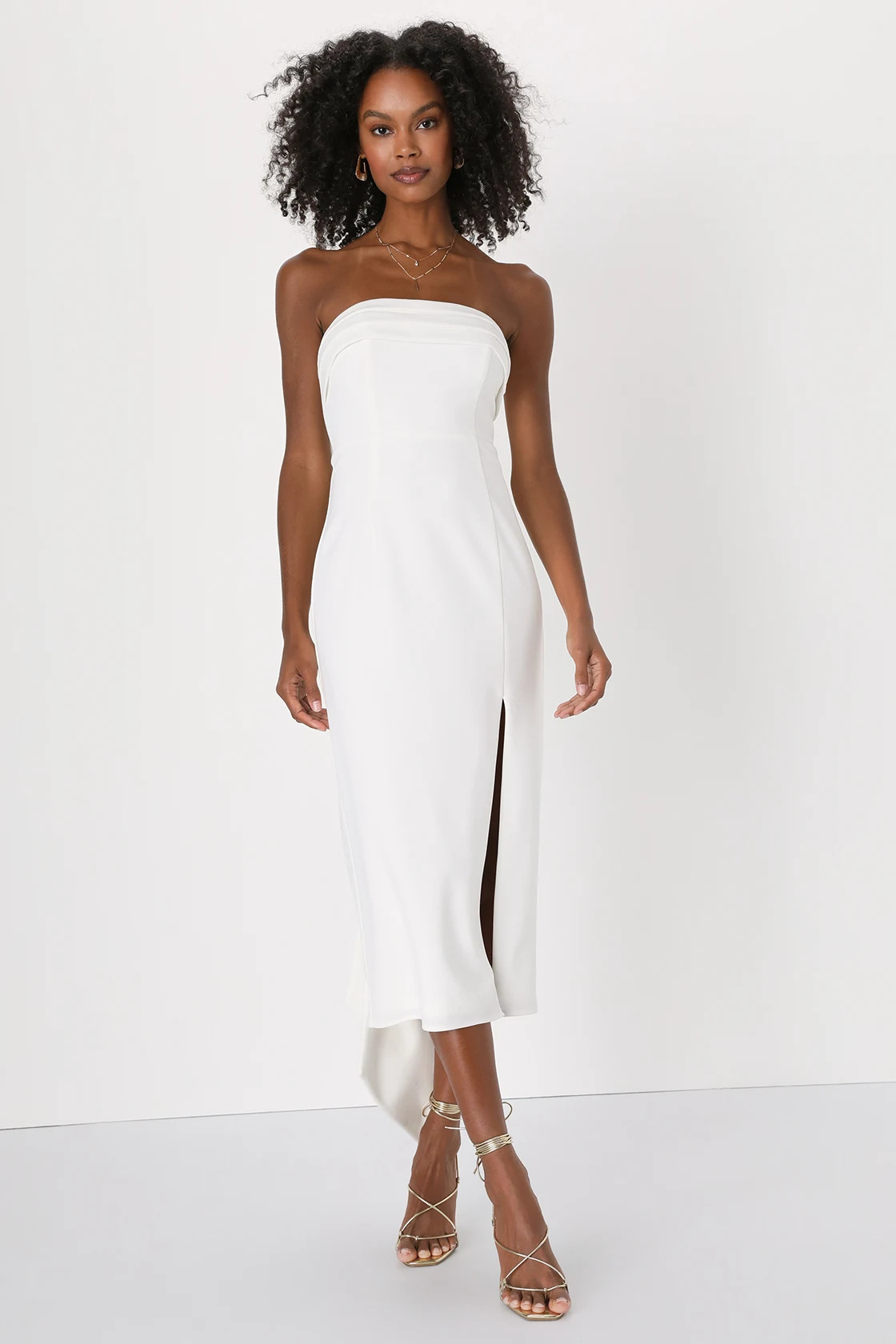 Fabulous Phenomenon White Strapless Bow Midi Dress | Lulus