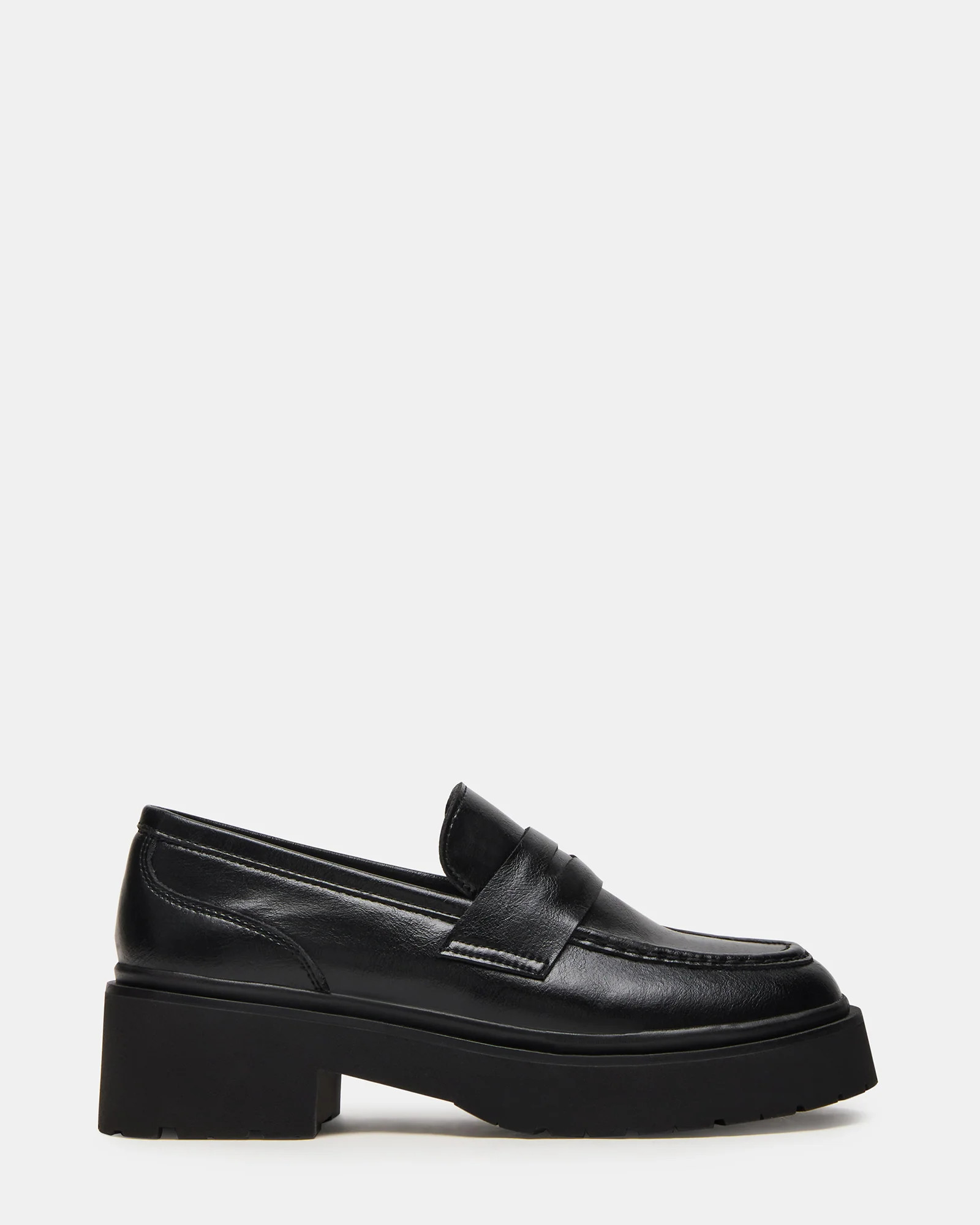 LAYKEN Black Leather Platform Lug Women's Loafer | Steve Madden (US)