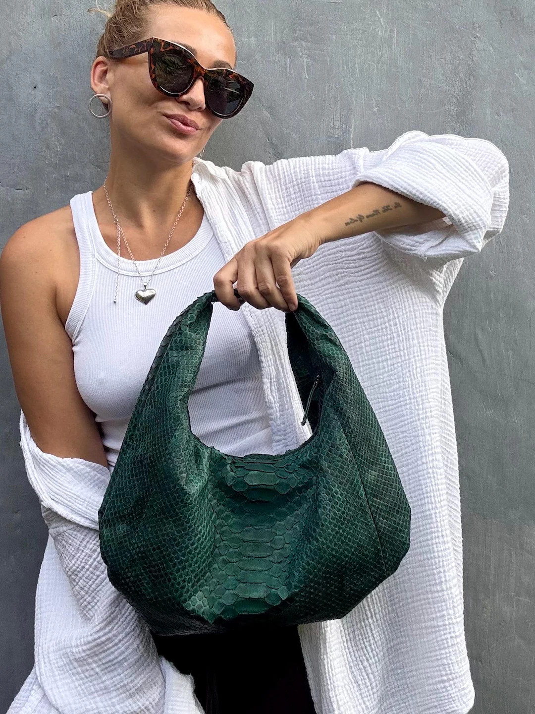 Medium Soft Hobo Classy Sport Woman Bag | Purse Genuine Python Skin | Reptile Skin Products | Dar... | Etsy (US)