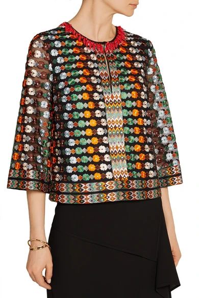 Embellished embroidered tulle tunic | NET-A-PORTER (US)