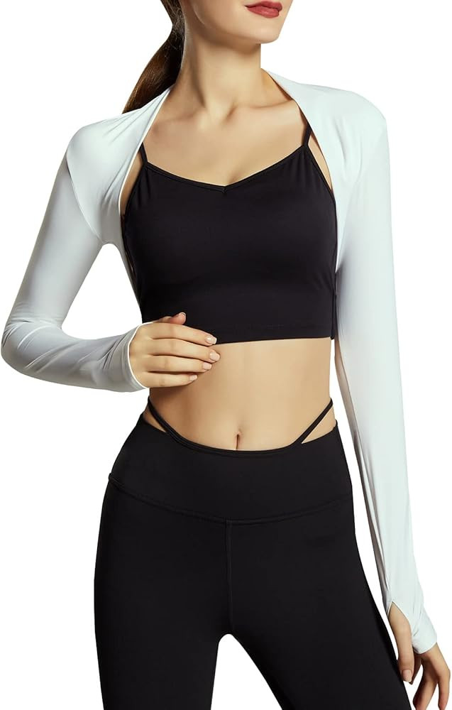Vsaiddt Women's Athletic Dance Shrug Long Sleeve Bolero Sun Shrug Cropped Pilates Running Shrug | Amazon (US)
