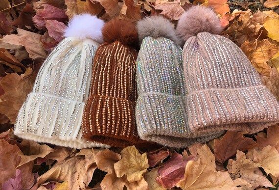 Winter Hats beanies embellished hats hand made rhinestone | Etsy | Etsy (US)