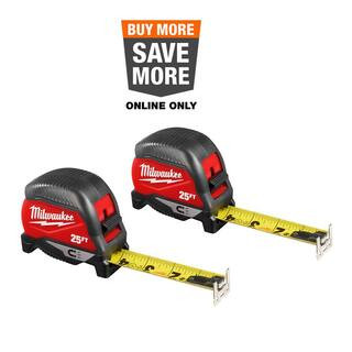 Milwaukee 25 ft. Compact Magnetic Tape Measure (2-Pack) 48-22-1025MG - The Home Depot | The Home Depot