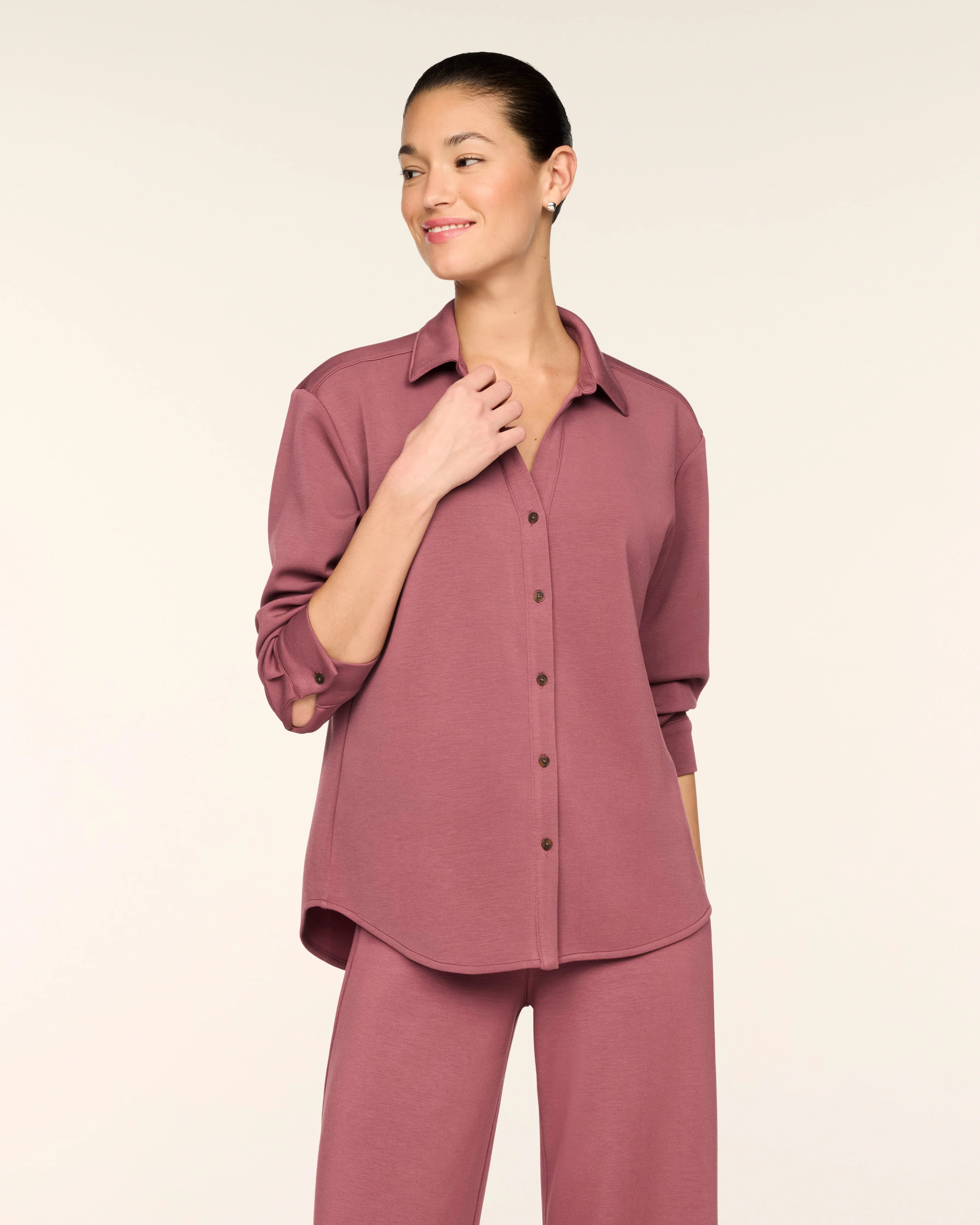 Spanx Women's AirEssentials Oversized Button Down in Sunset Coral | Spanx