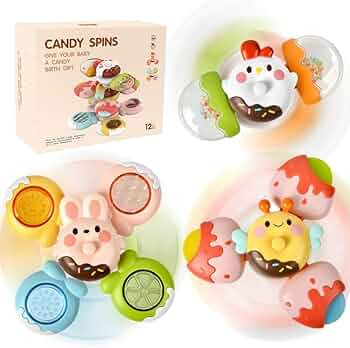 3PCS DIY Spinner Fidget Toys for Boy Girl, Window Spinning Sensory Toy with Suction Cup Top, Baby... | Amazon (US)
