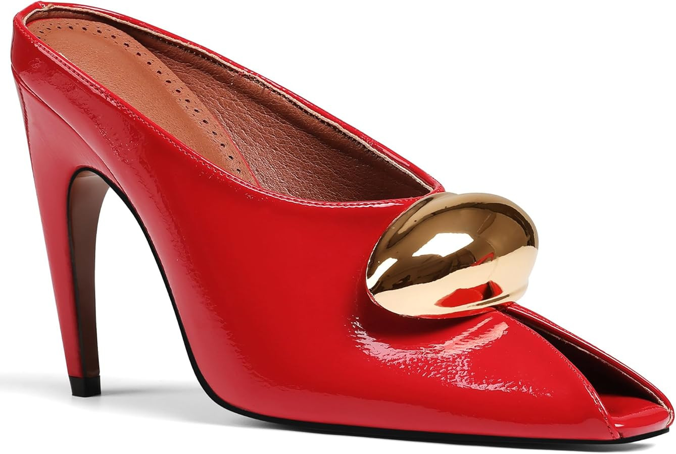 Oiamenne Stiletto Heels for Women Peep Toe Heeled Mules Sandals Pointed Toe Pumps High Heeled San... | Amazon (US)