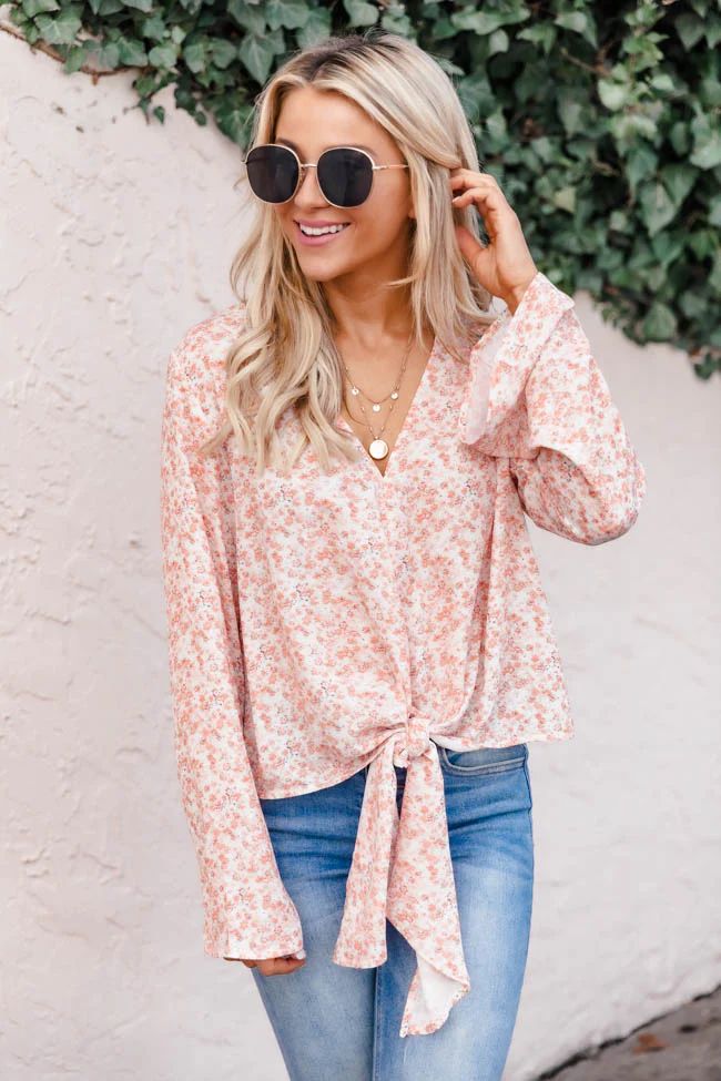 Trust In Us Tie Front Peach Blouse | The Pink Lily Boutique