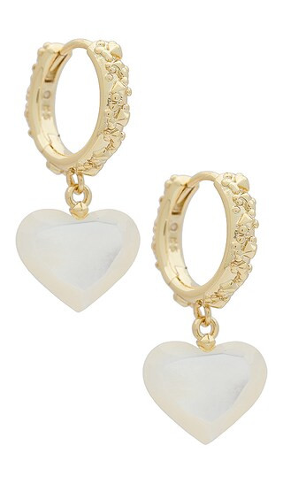 Penny Heart Huggie Earrings in Ivory Mother Of Pearl | Revolve Clothing (Global)