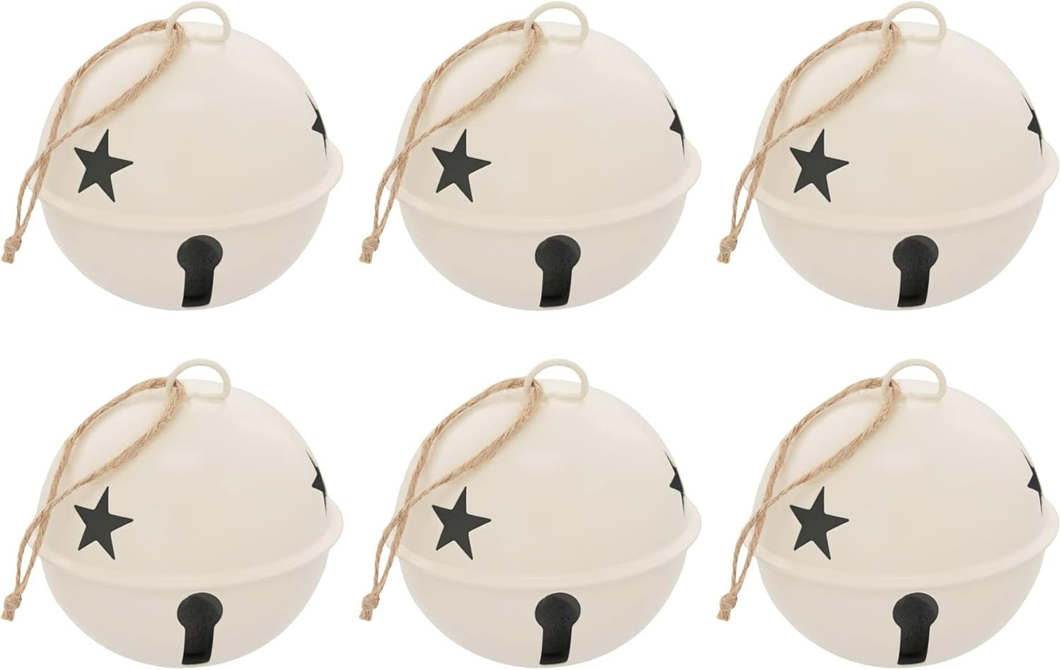 Haute Decor Jingle Bell Ornaments, Large Size 3.35-inch Diameter, 6-Pack (Ivory) - Beautiful Off ... | Amazon (US)