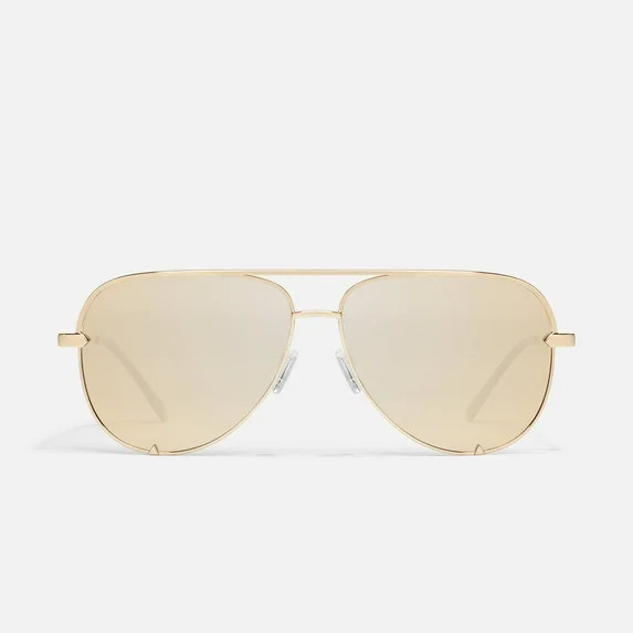 Quay Australia High Key Aviator Sunglasses, Gold/Gold Polarized | Walmart (US)