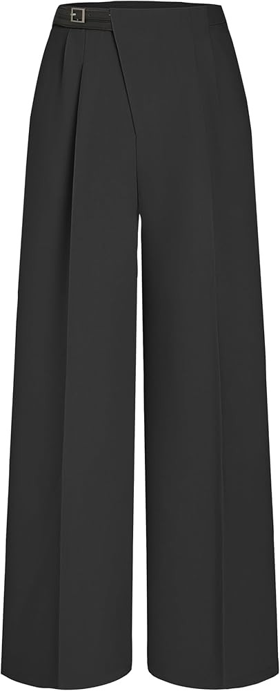 CIDER Belted Dress Pants Women High Waisted with Pockets Straight Leg Work Pants Business Casual ... | Amazon (US)