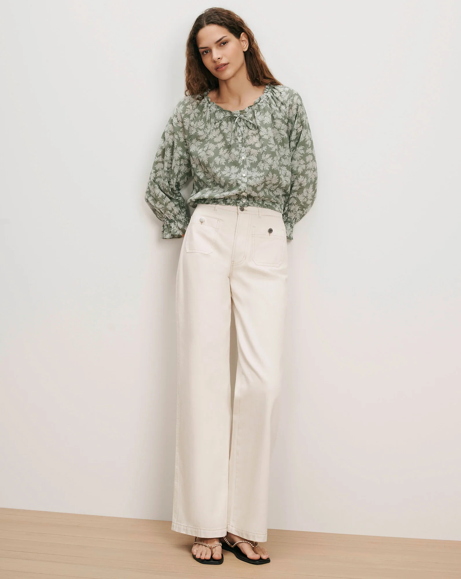 Williamsen Floral Blouse in Sage/Dove White | Veronica Beard | Veronica Beard