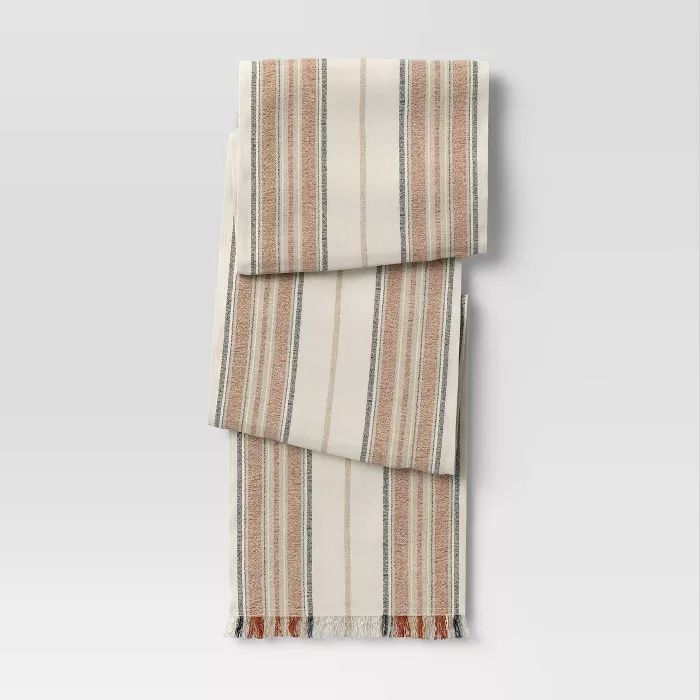 108&#34; x 14&#34; Cotton Striped Table Runner Orange - Threshold&#8482; | Target