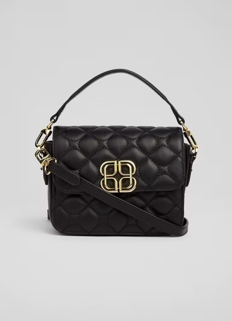 Fran Black Smooth Leather Quilted Crossbody Bag | L.K. Bennett (UK)