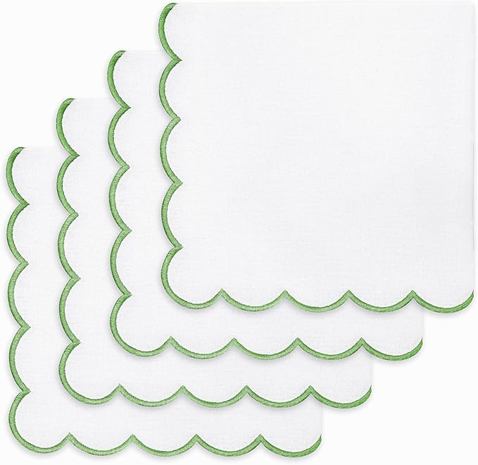 PurpleEssences Scalloped Embroidery Cloth Napkins - Spring Easter Summer - Table Decor - 100% Cot... | Amazon (US)