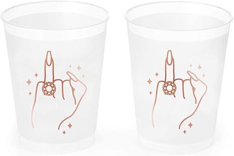 xo, Fetti Bachelorette Party Decorations Ring Finger Reusable Cups - 16 Frost Flex Cups | Rose Go... | Amazon (US)