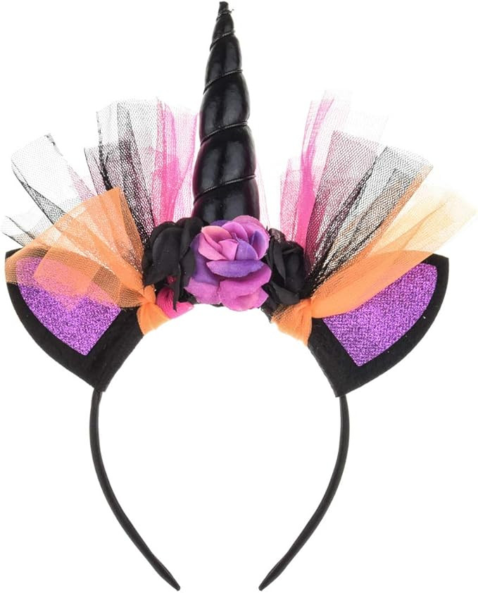 Amazon.com: DDazzling Girls Unicorn Headband Halloween Black Orange Flower Headpiece Festival Cos... | Amazon (US)