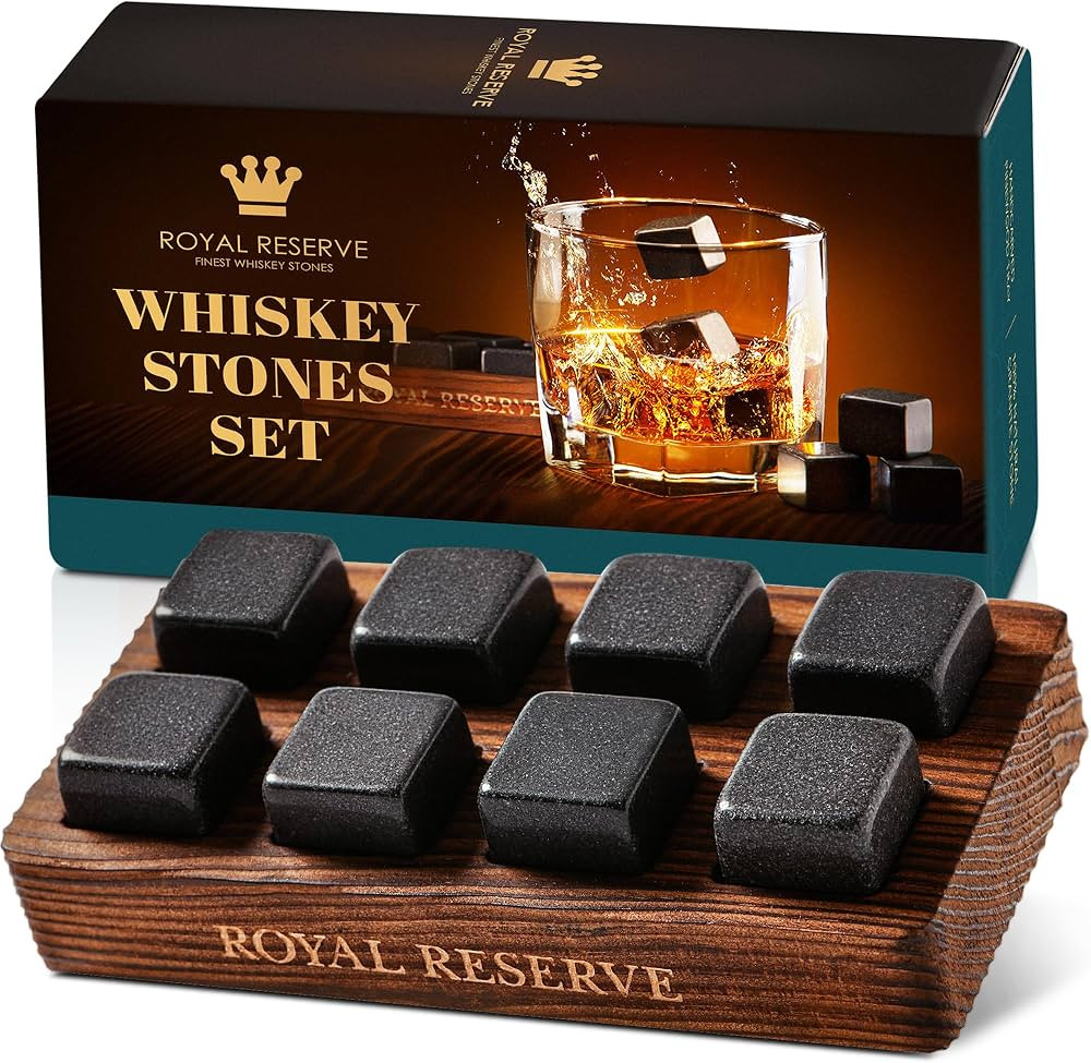 Whiskey Stones Gift Set by Royal Reserve – Artisan Crafted Reusable Chilling Rocks for Scotch B... | Amazon (US)