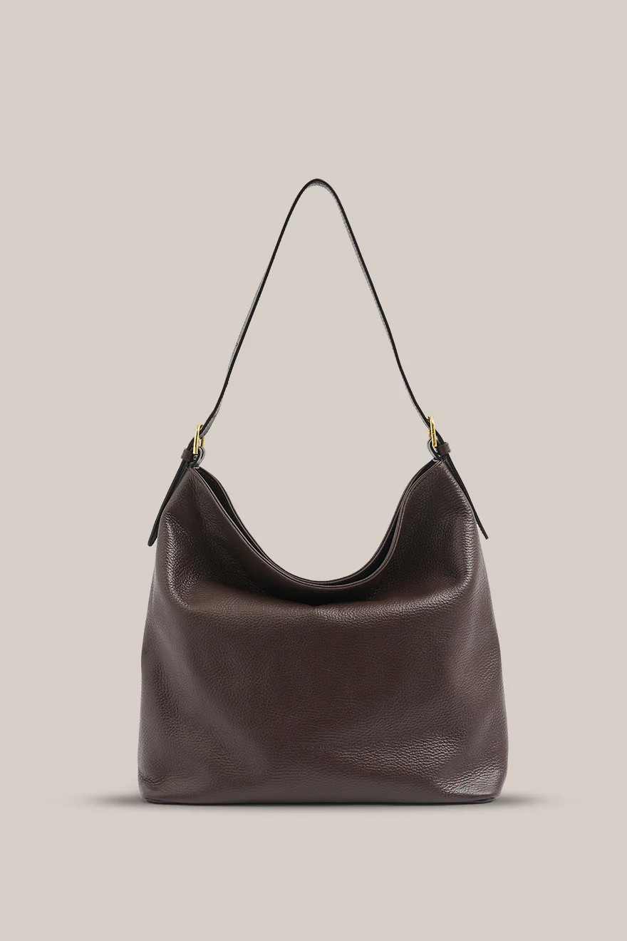 Serena Dark Chocolate Leather Hobo Bag | VESTIRSI