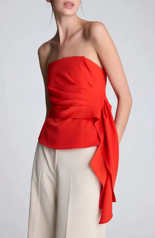 Kenneth Cole Pleated Strapless Top in Lava Red at Nordstrom, Size 0 | Nordstrom