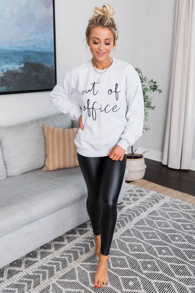 Out Of Office Graphic Ash Sweatshirt | The Pink Lily Boutique