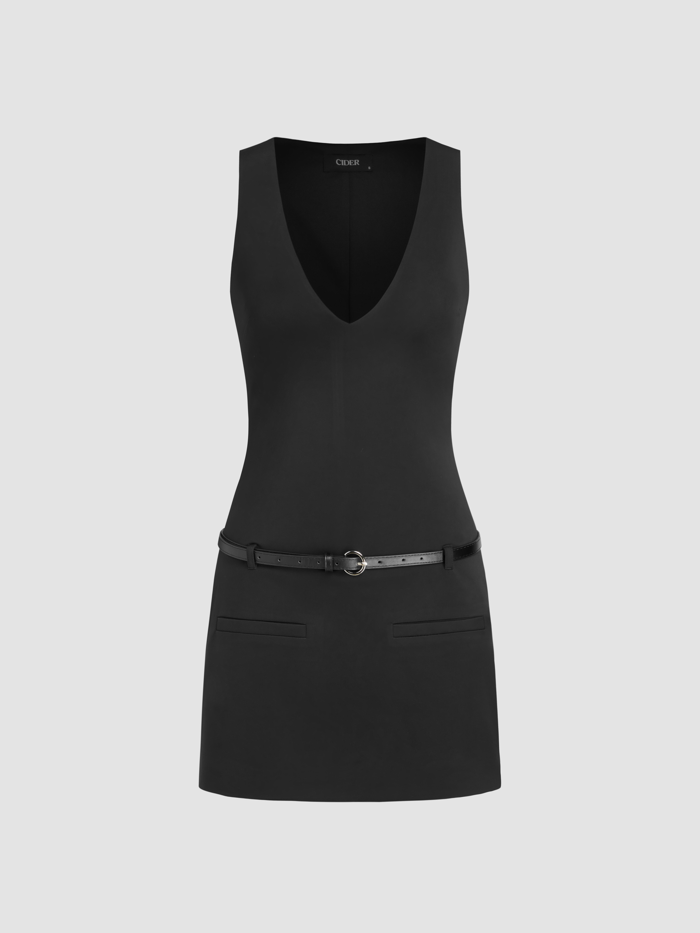 V-neck Mini Dress With Belt | Cider