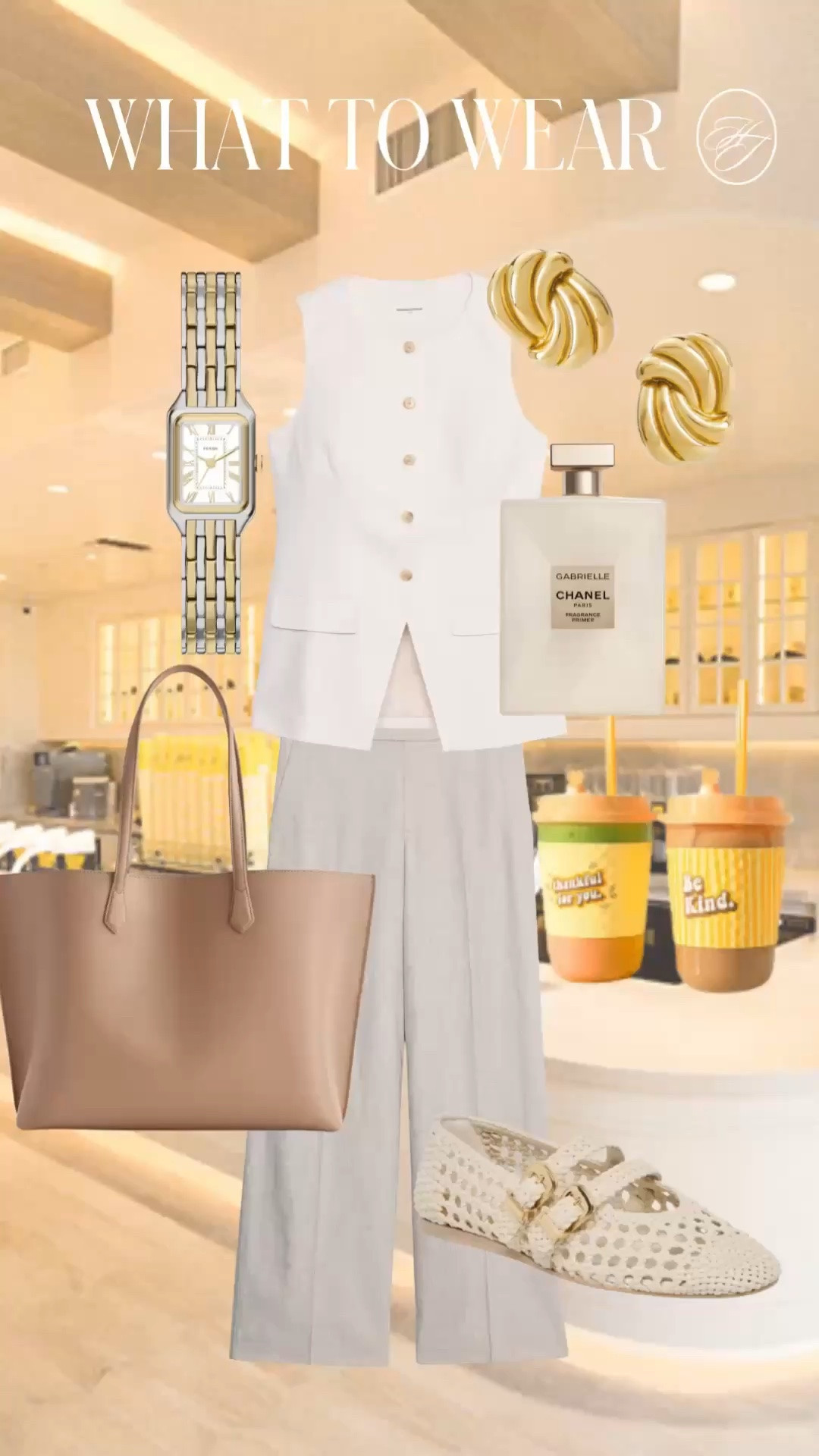 Coffee meeting outfit idea for when you want to look polished but still approachable ☕️ Neutral tones, relaxed trousers, and a structured vest are my favorite combination lately. This is one of those outfits that works for networking meetings, content days, or casual office settings. Everything linked in this LTK post.

Outfit Formula:
White structured vest + linen trousers + woven flats + neutral tote

#smartcasualstyle #neutraloutfit #workwearfashion #coffeechatoutfit #minimalstyle