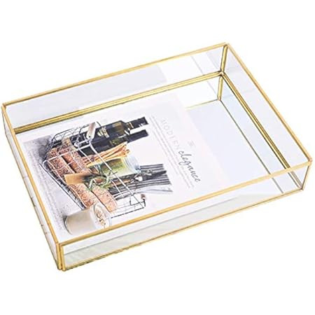 PuTwo Tray Mirror, Gold Mirror Tray Perfume Tray Mirror Vanity Tray Dresser Tray Ornate Tray Metal D | Amazon (US)