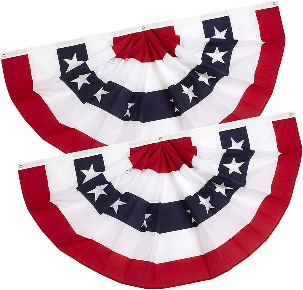 3x6 Ft 4th of July Decorations Memorial Day American flags Bunting Flags outdoor- Half Fan Banner... | Amazon (US)