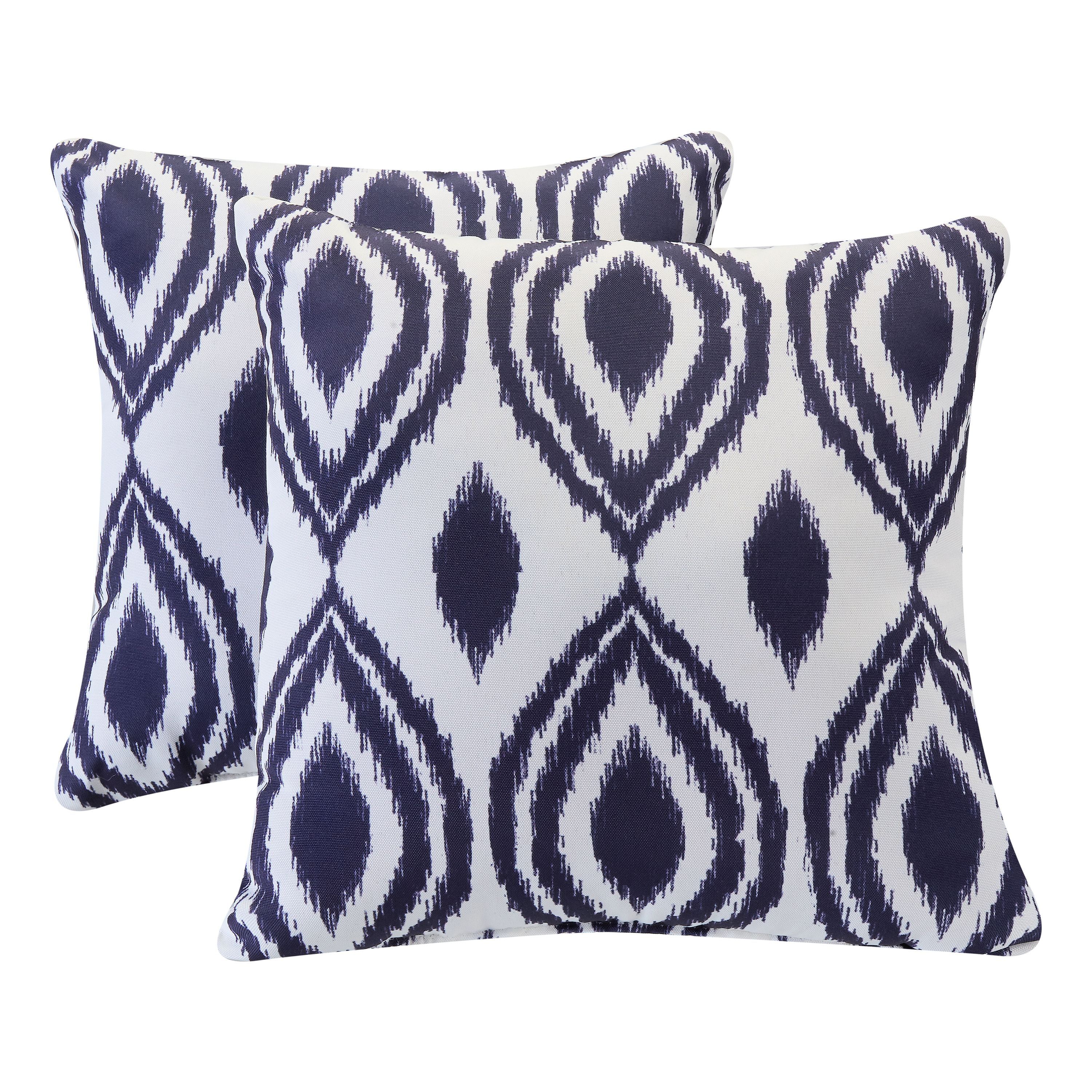Better Homes & Gardens 2-Piece Outdoor Toss Pillow Set, Indigo Blue Ikat | Walmart (US)