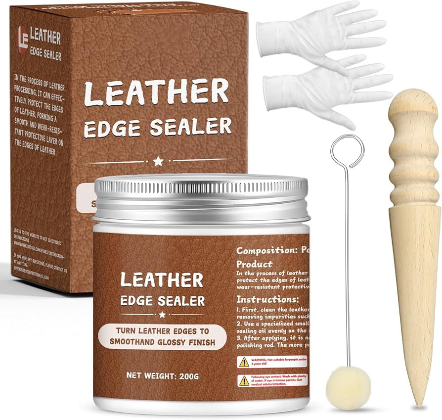 200g Leather Edge Sealer Kit, Burnishing Gum Smooth Glossy, Becomes Clear After Drying, for Belts... | Amazon (US)