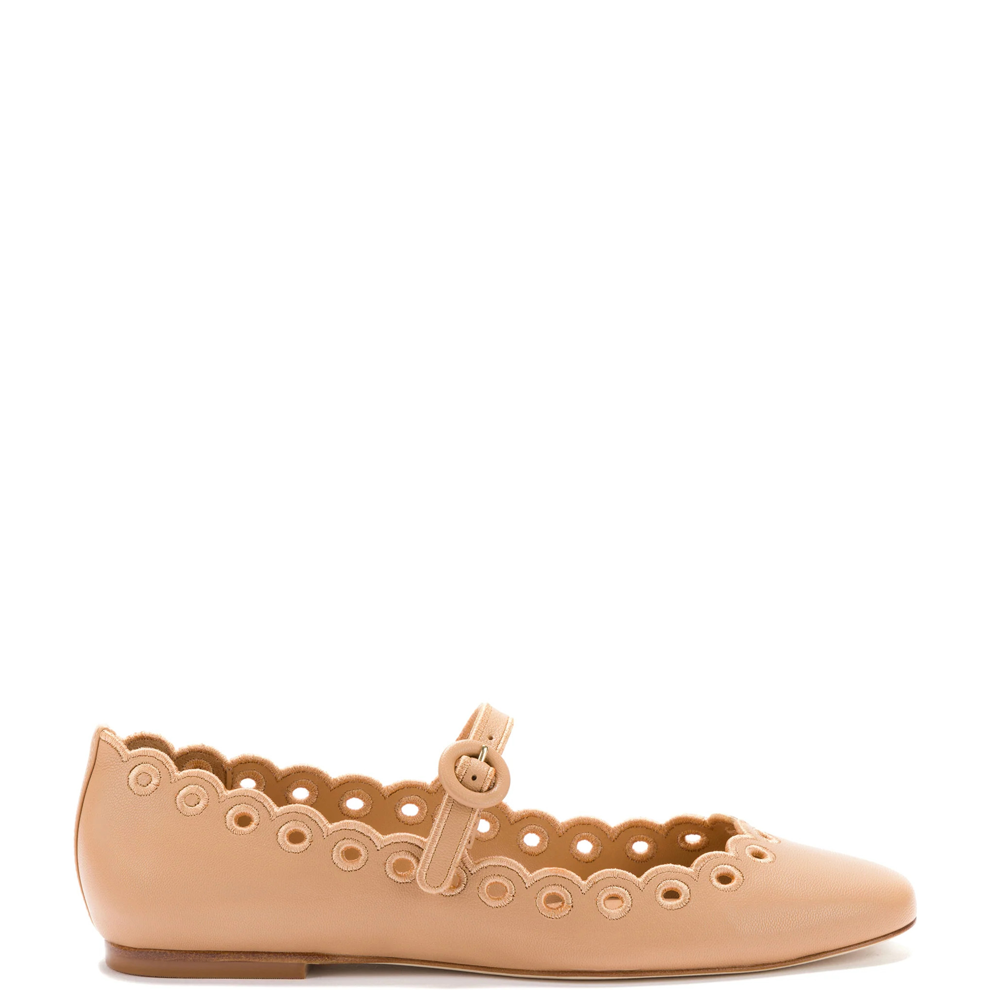 Blair Broderie Ballet Flat In Tan Leather | Larroude