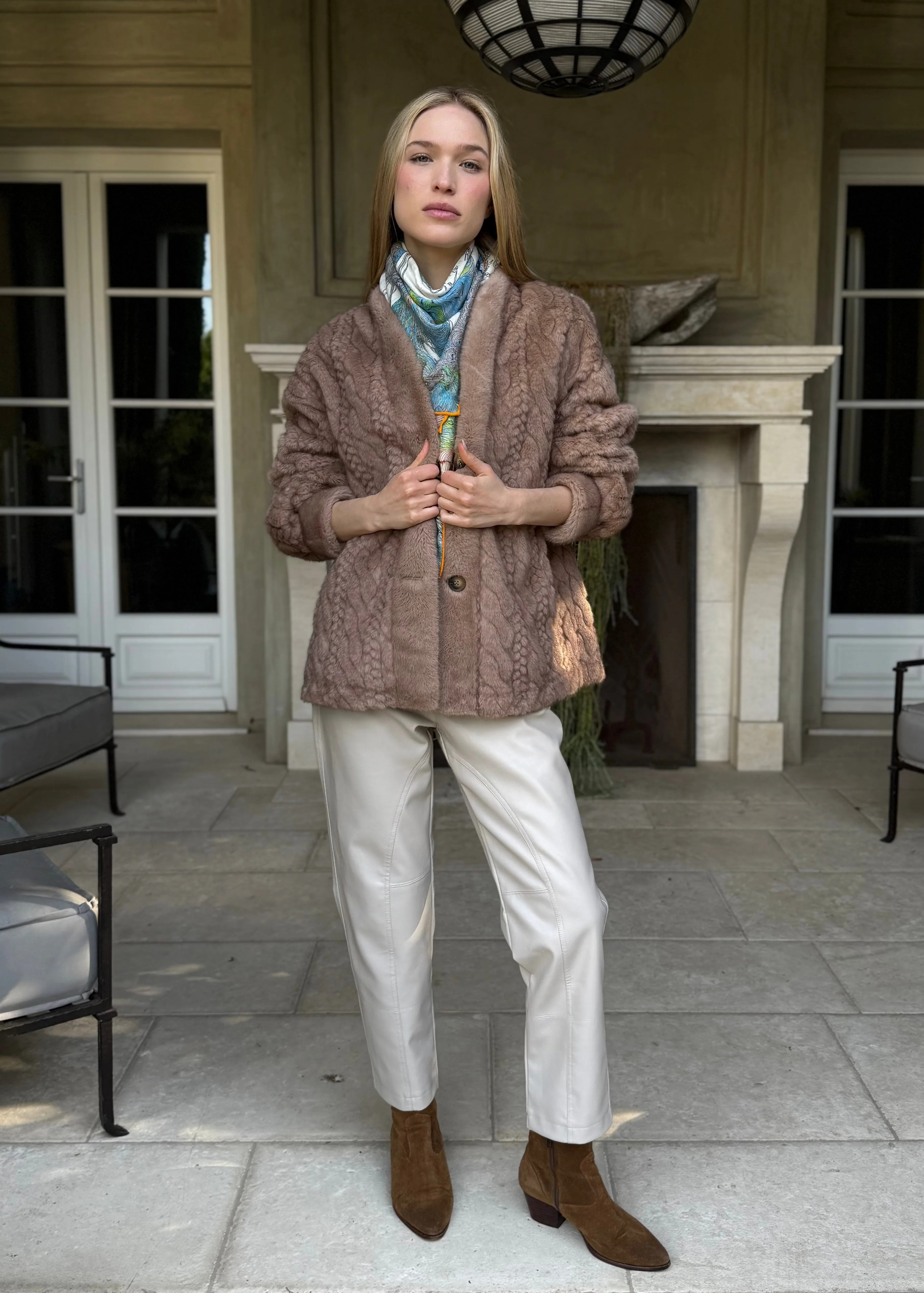 Hollis Braided Texture Long Sleeve Faux Fur Coat | Benaar La