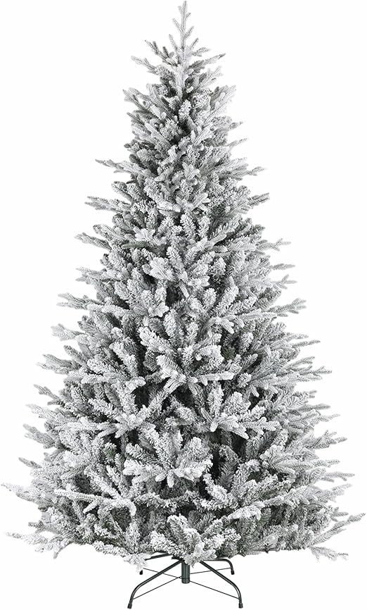 Hykolity 7.5 ft 'Feel Real' Snow Flocked Christmas Tree, Frasier Grande Artificial Christmas Tree... | Amazon (US)