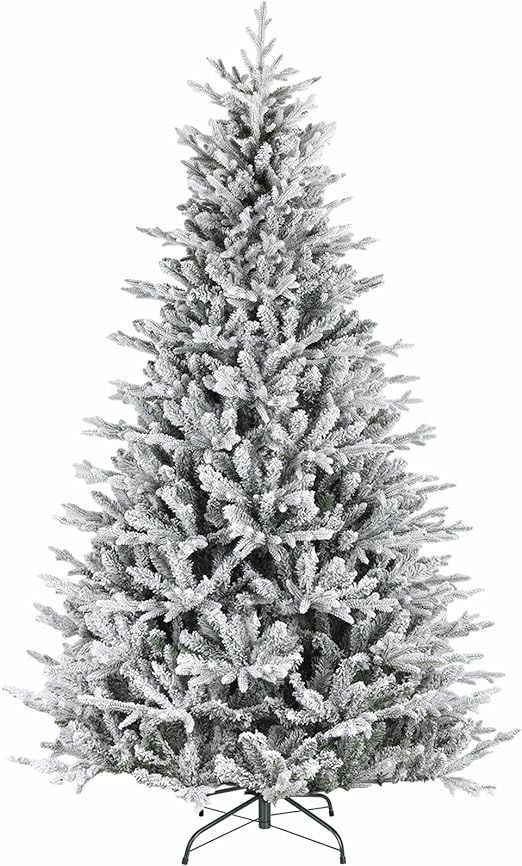 Hykolity 7.5 ft 'Feel Real' Snow Flocked Christmas Tree, Frasier Grande Artificial Christmas Tree... | Amazon (US)