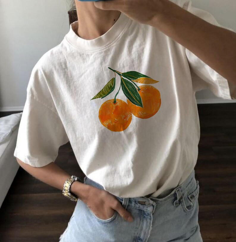 Vintage Orange Shirt Art Graphic Tee Fruit Shirt Pastel Drawing Oranges Shirt Foodie Gift Vintage... | Etsy (US)