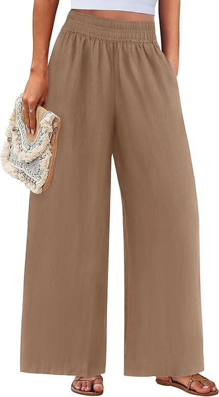 PRETTYGARDEN Womens Wide Leg Pants Casual 2025 Elastic Waist Loose Flowy Palazzo Pants Trousers w... | Amazon (US)