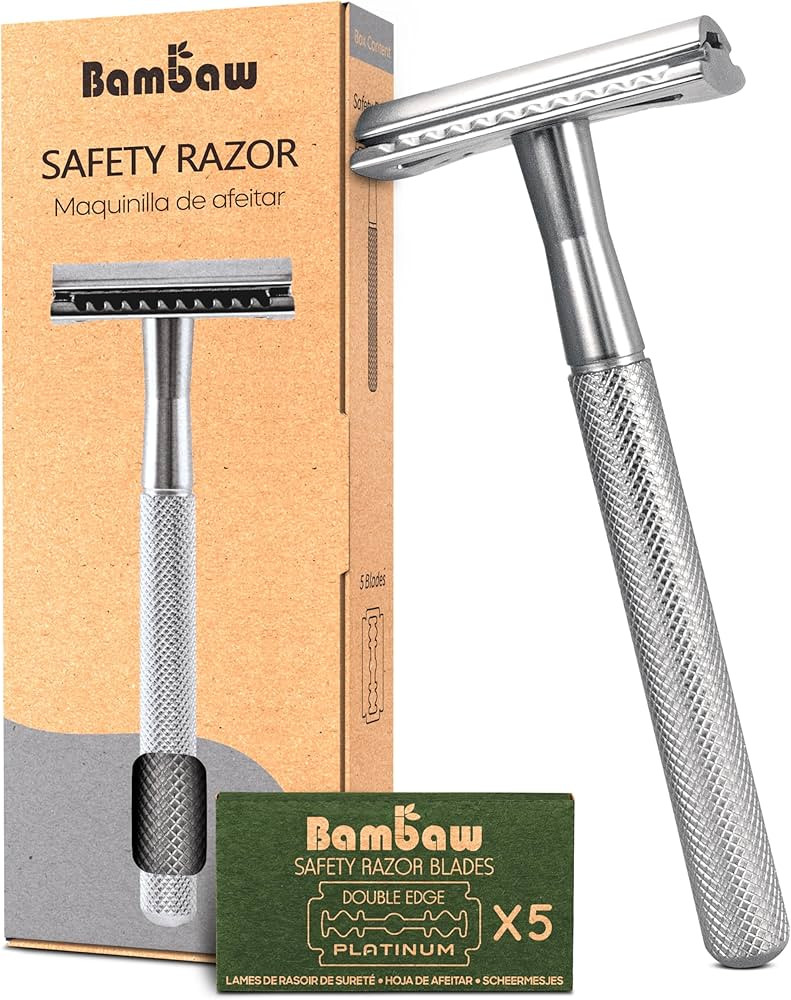 Bambaw Double Edge Safety Razor for Men & Women, Metal Razor with 5 Double Edge Safety Razor Blad... | Amazon (US)