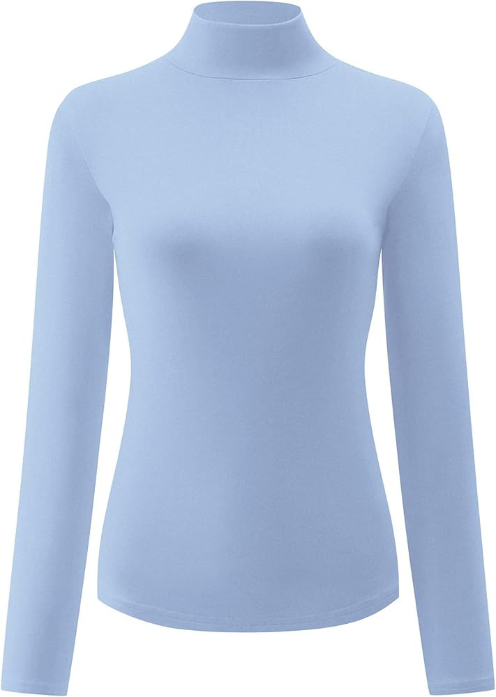 Kindcall Womens Slim Fitted Mock Turtleneck Tops Long Sleeve Lightweight Base Layer Shirts | Amazon (US)
