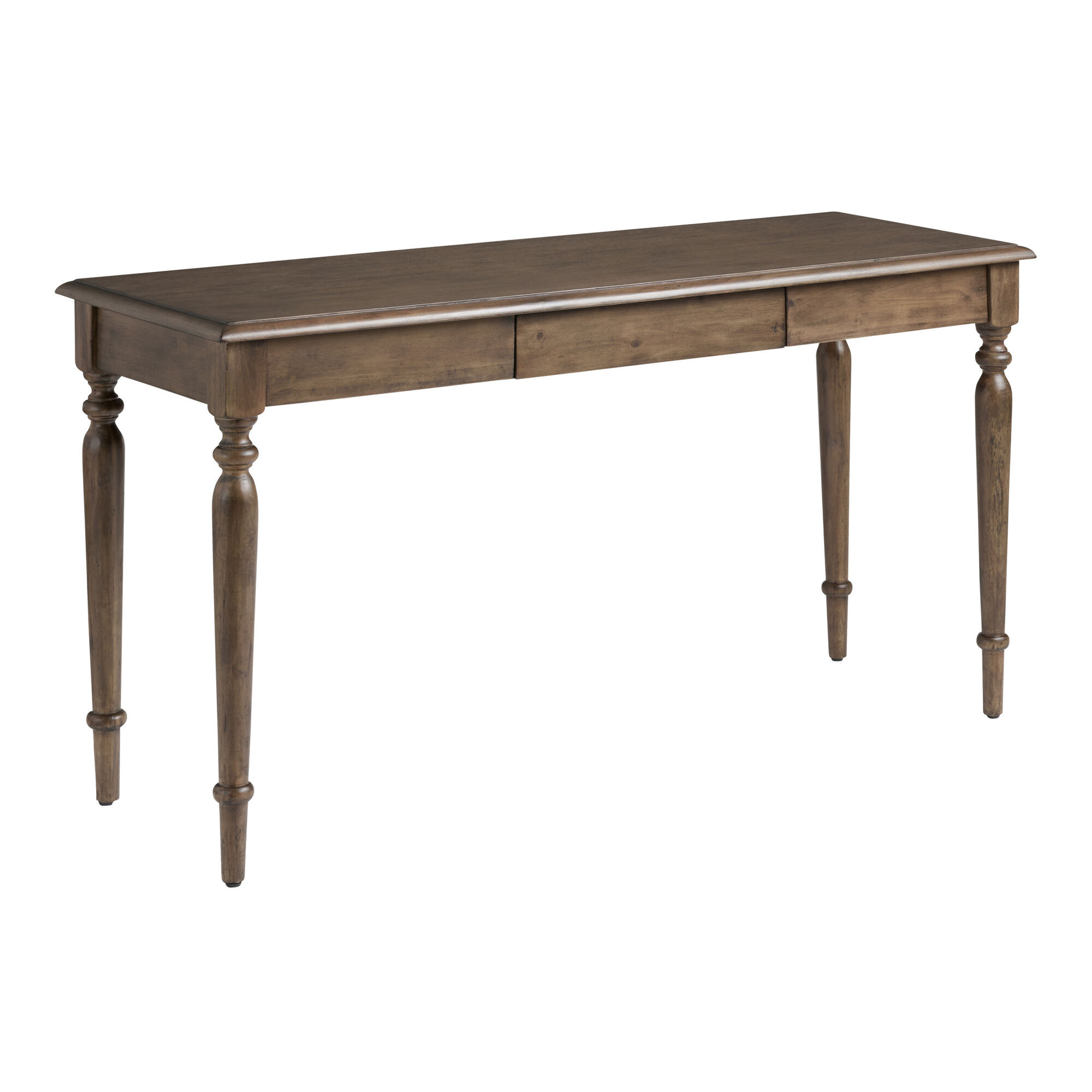 Cynthia Vintage Walnut Turned Leg Desk with Drawer | World Market