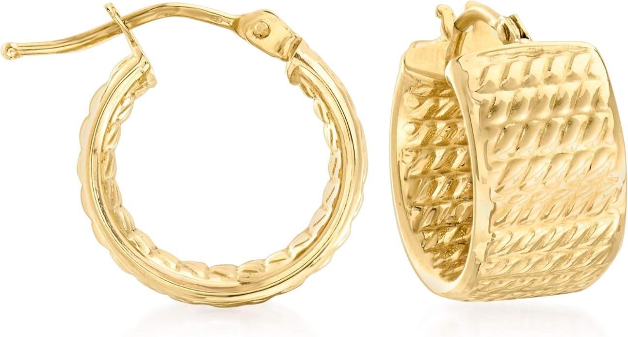 Ross-Simons Italian 14kt Yellow Gold Textured Huggie Hoop Earrings | Amazon (US)