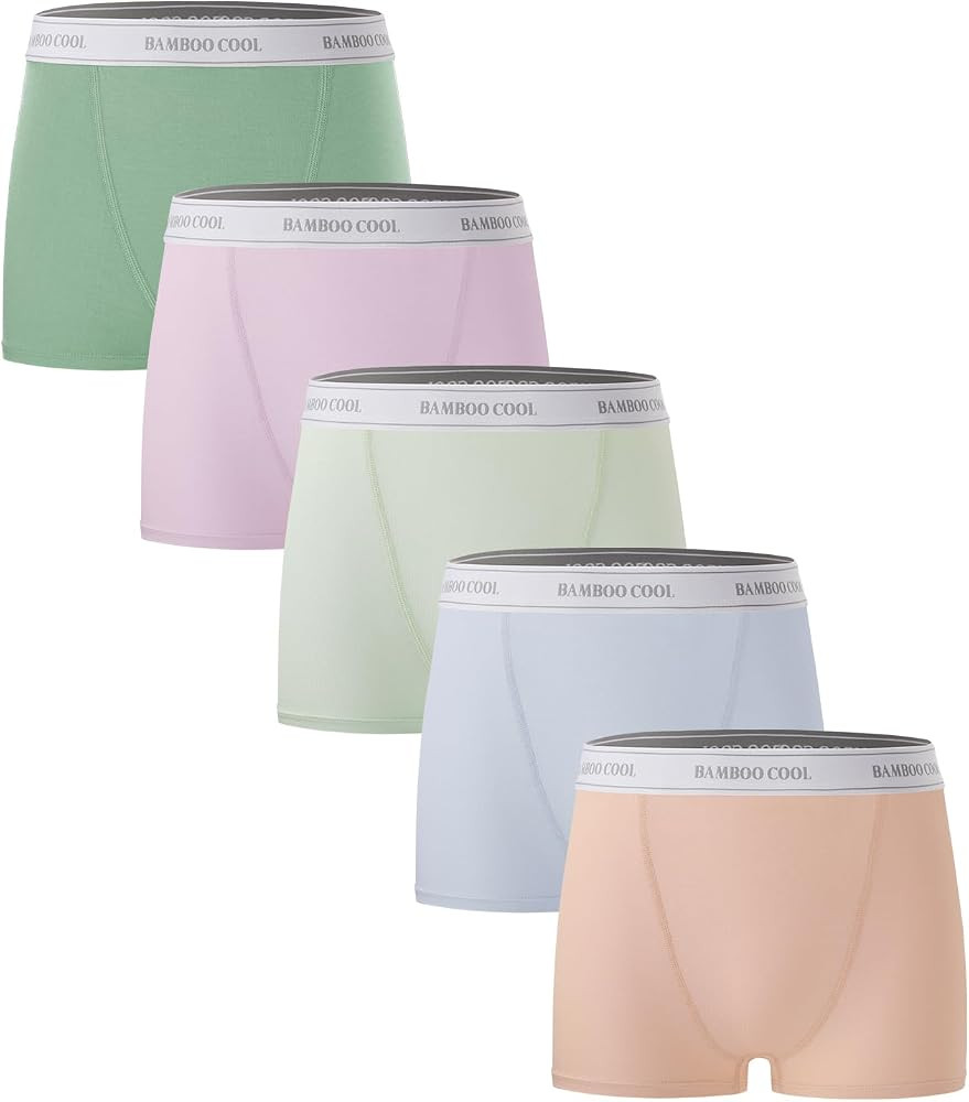 BAMBOO COOL Womens Boy Shorts Underwear High Waisted Boxer Briefs 5 Pack | Amazon (US)