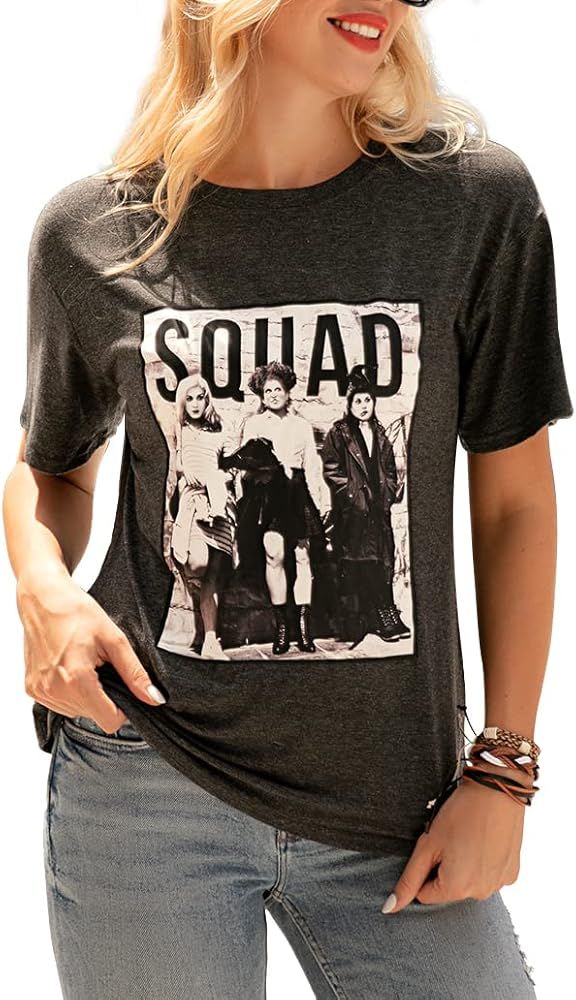 Sanderson Sisters Squad Halloween T-Shirt Women Horror Nights Movies Shirt Graphic Novelty Funny Sca | Amazon (US)