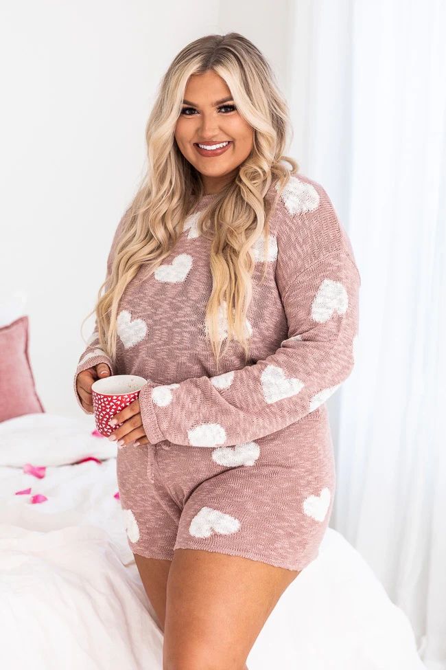 Calling Late Pink Lightweight Heart Sweater | The Pink Lily Boutique