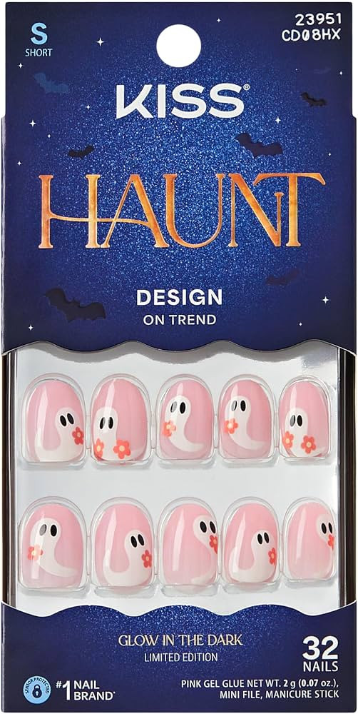 Kiss Core, Press On Nails, Nail glue included, 'Cursed but Cute', Pink, Short Size, Round Shape, ... | Amazon (US)