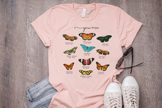 Butterfly Bible Verse T-Shirt, Inspirational Shirt, Religious Shirt, Christian Shirt, Motivationa... | Etsy (US)